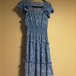 Sienna Sky Blue and White Floral Maxi Dress